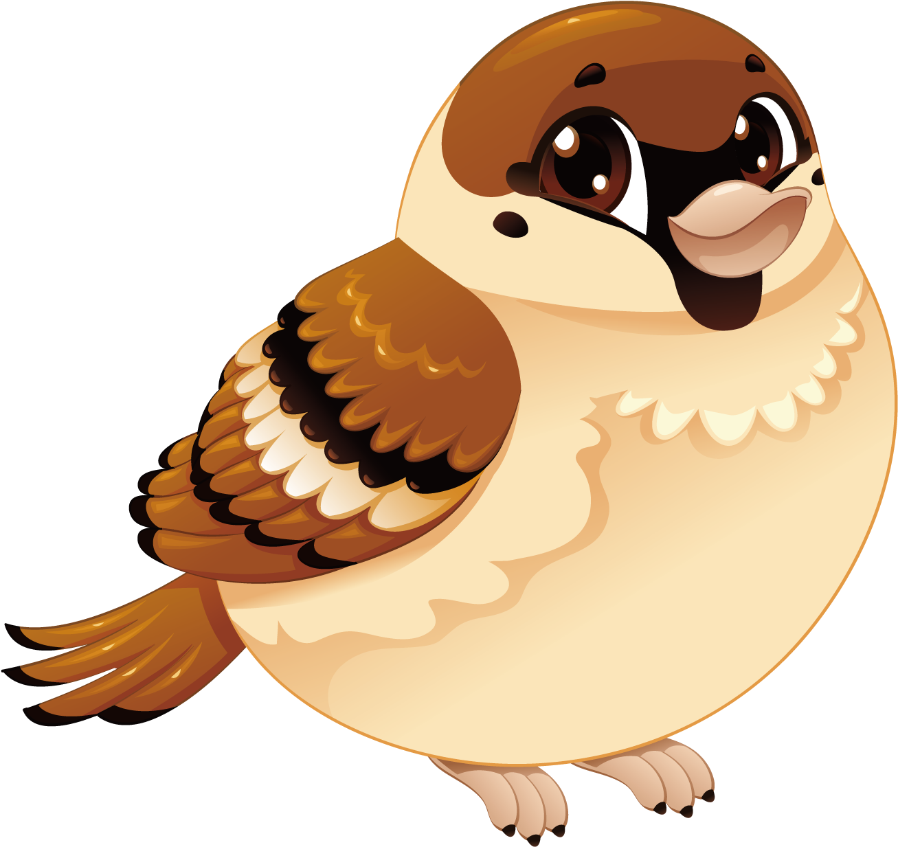 Chubby Cartoon Sparrow PNG Image