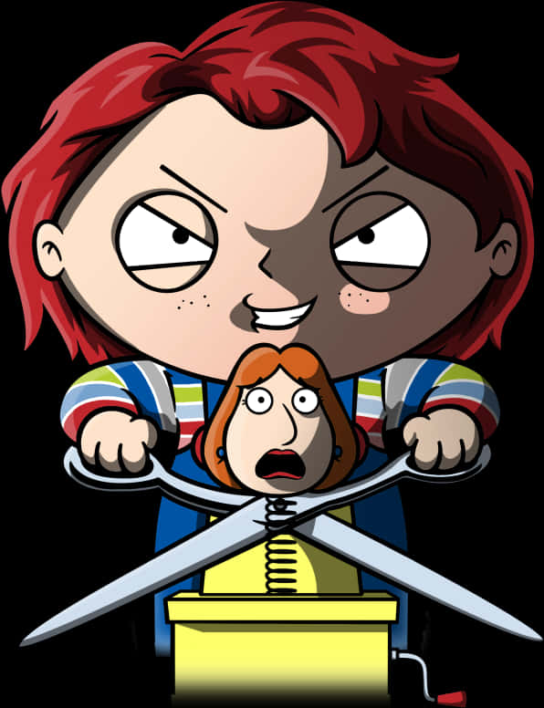 Chucky Cartoon Scissors Execution PNG Image