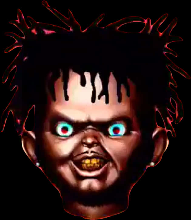 Chucky Horror Character Glowing Eyes PNG Image