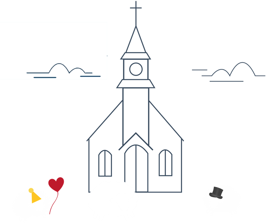 Churchand Sheep Love Illustration PNG Image