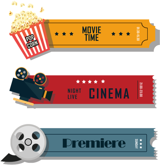 Cinema Ticket Design Elements PNG Image