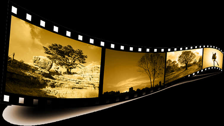 Cinematic Filmstrip Landscape PNG Image