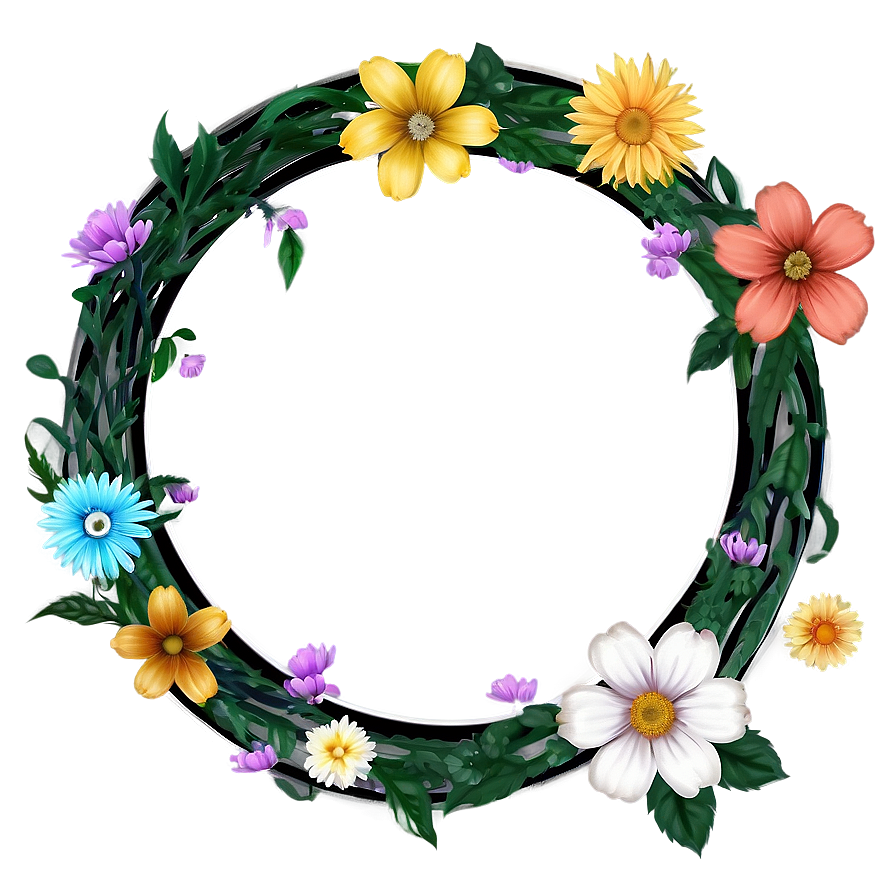 Circle Frame With Flowers Png 94 PNG Image