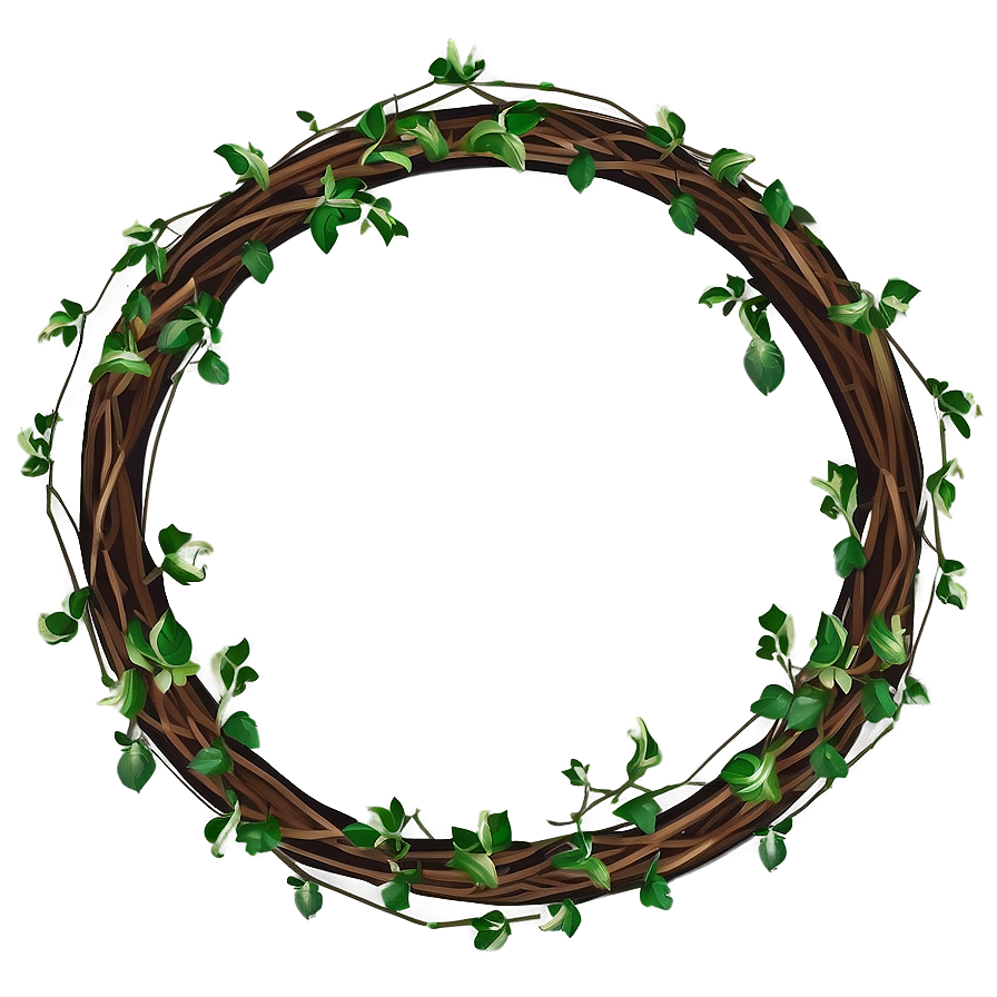 Circular Vine Wreath Design PNG Image