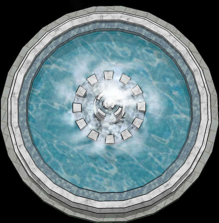 Circular Water Fountain Top View PNG Image