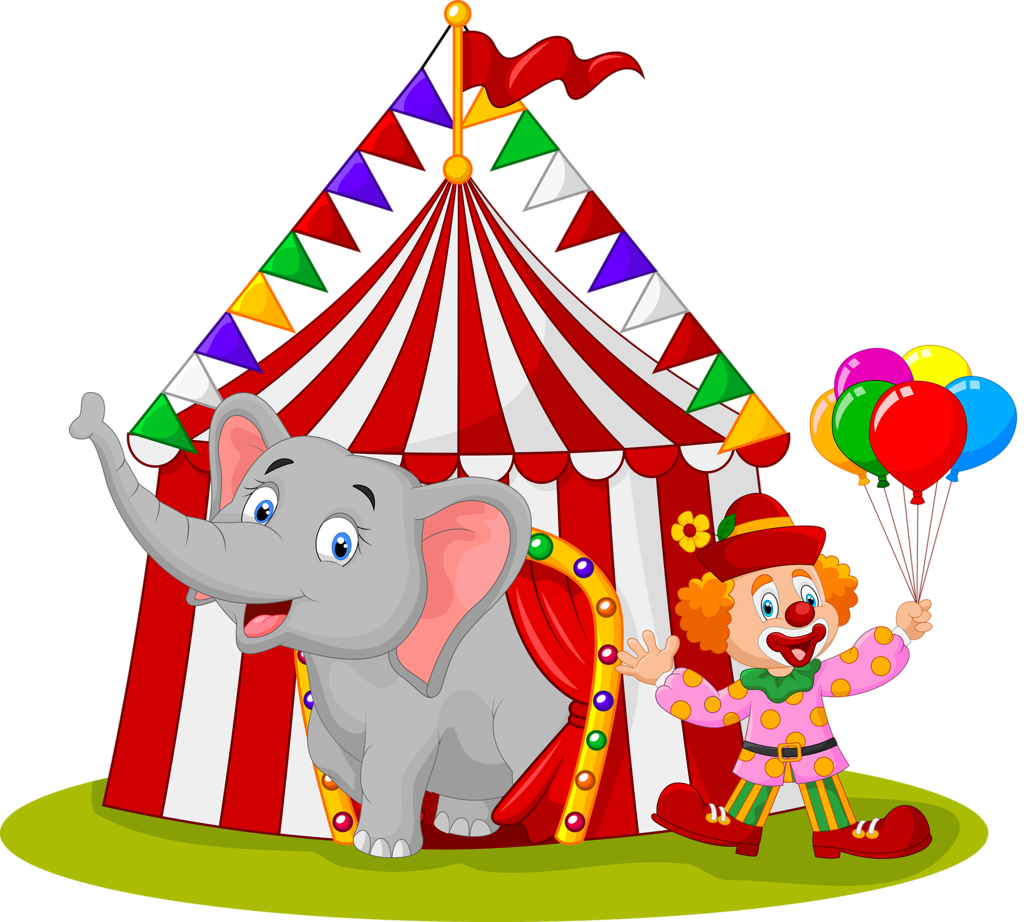 Circus Tent Elephant Clown PNG Image