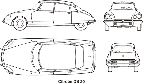 Citroen D S20 Blueprint PNG Image