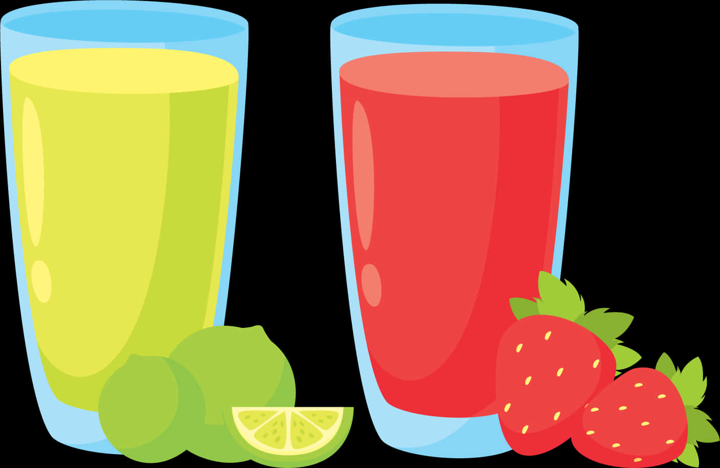 Citrus Strawberry Juice Glasses PNG Image