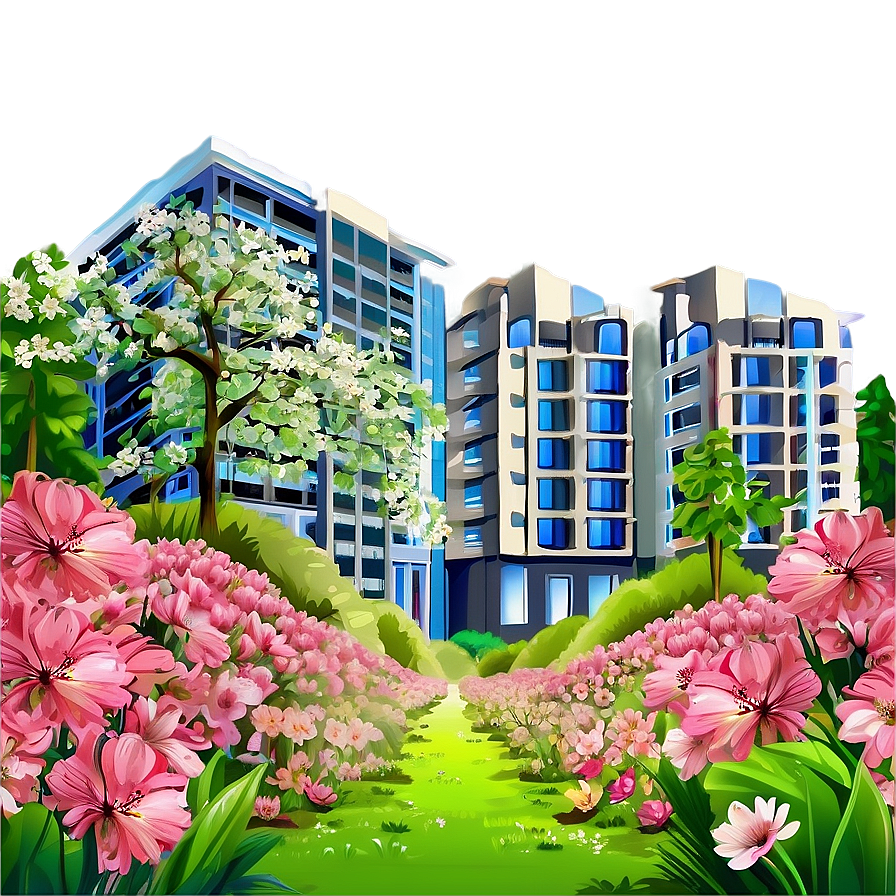 City In Spring Bloom Png Xim68 PNG Image