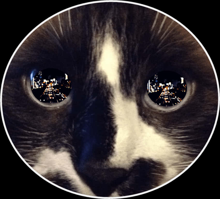 City Lights Reflectedin Cat Eye PNG Image