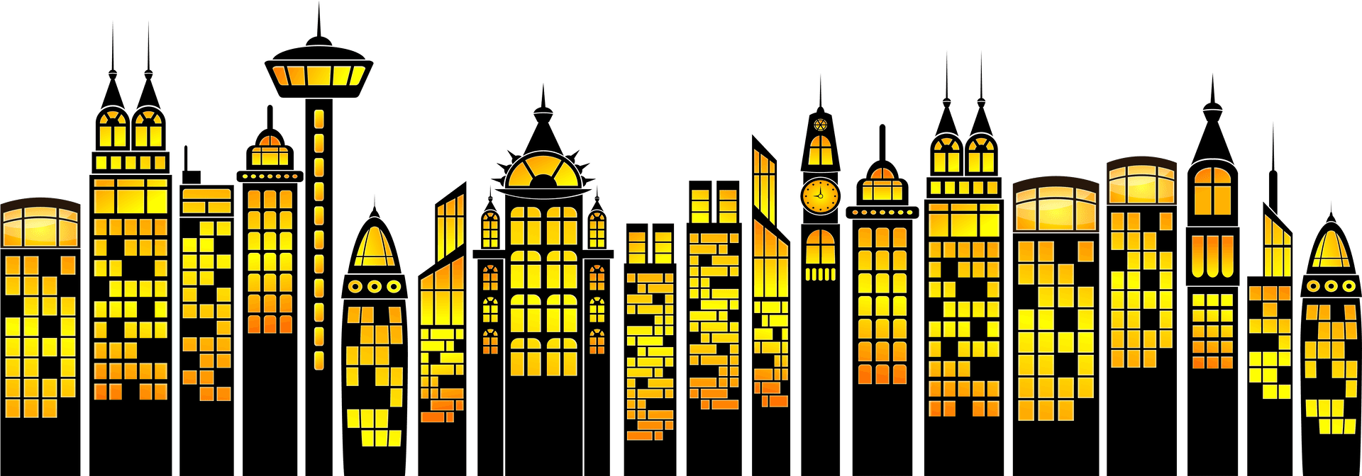 City Skyline Night Illustration PNG Image