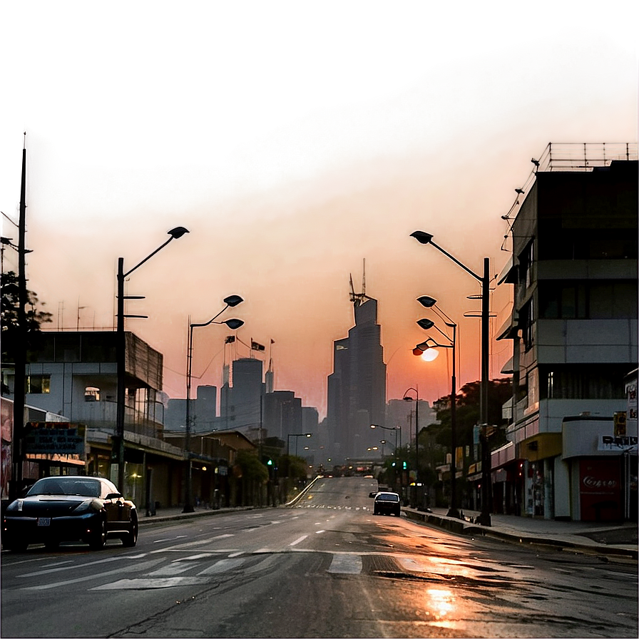 City Street At Dawn Png 10 PNG Image