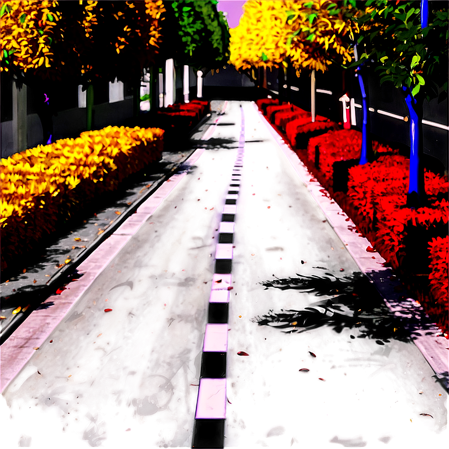 City Street During Autumn Png 19 PNG Image