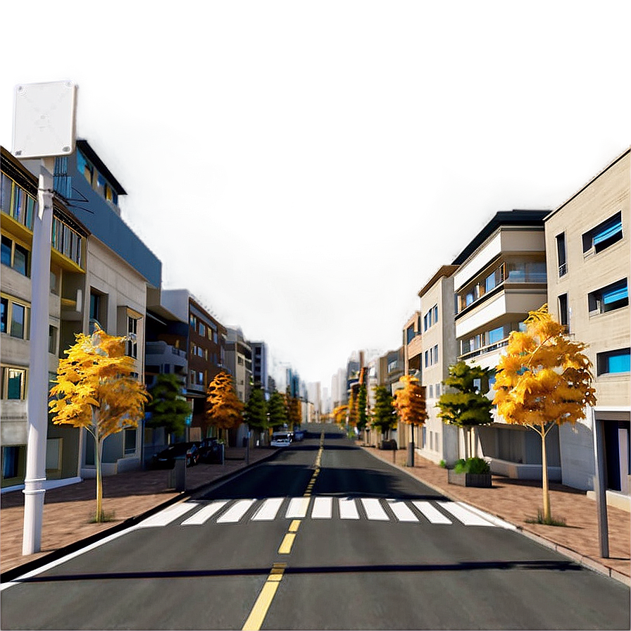 City Street During Autumn Png Bod PNG Image