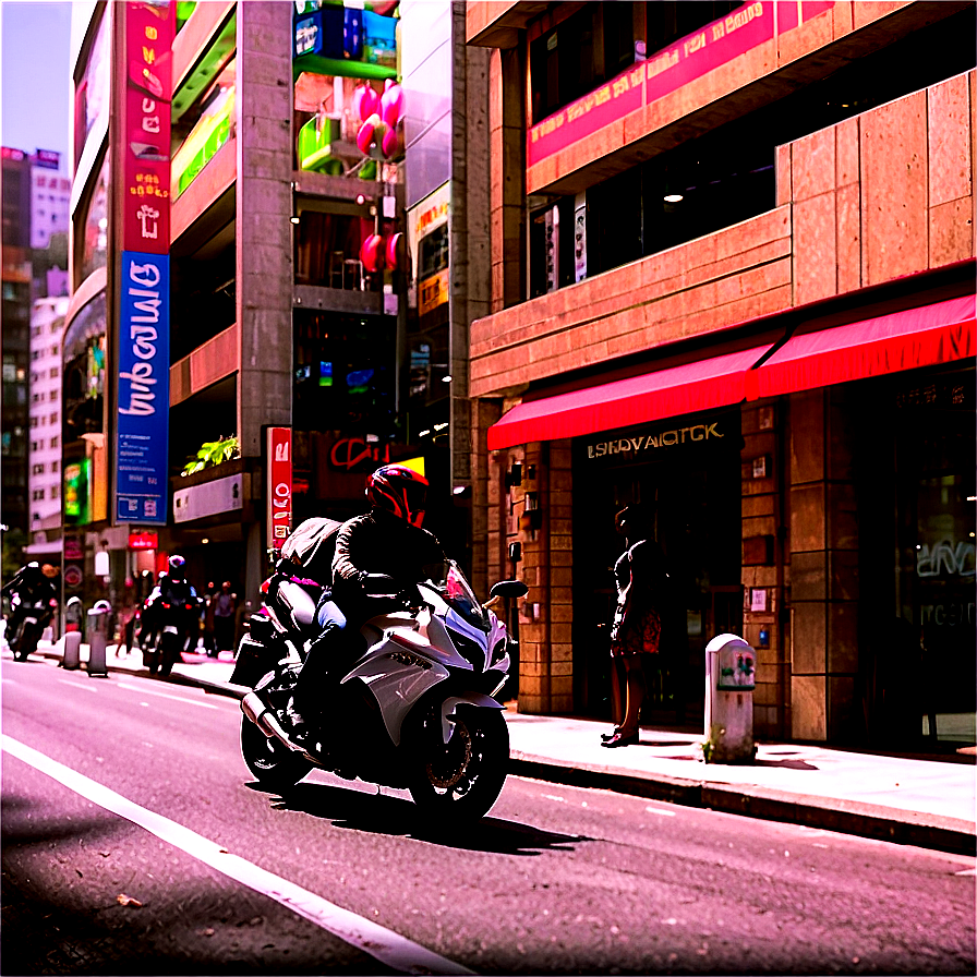 City Street With Bikers Png Sam PNG Image