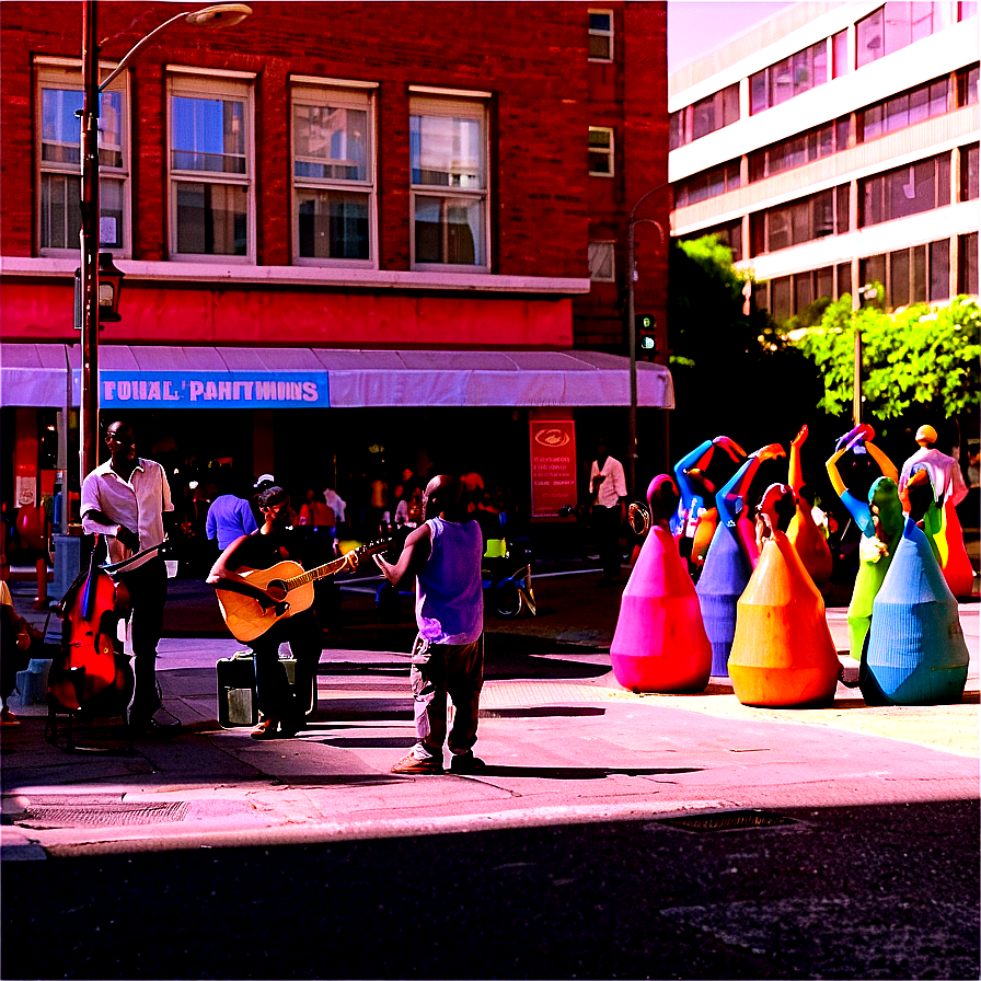 City Street With Street Performers Png Sqy91 PNG Image