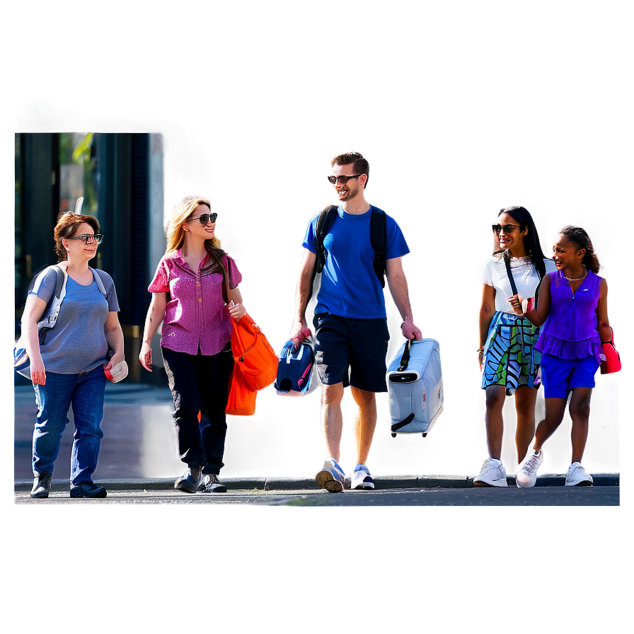 City Street With Tourists Png Isi56 PNG Image