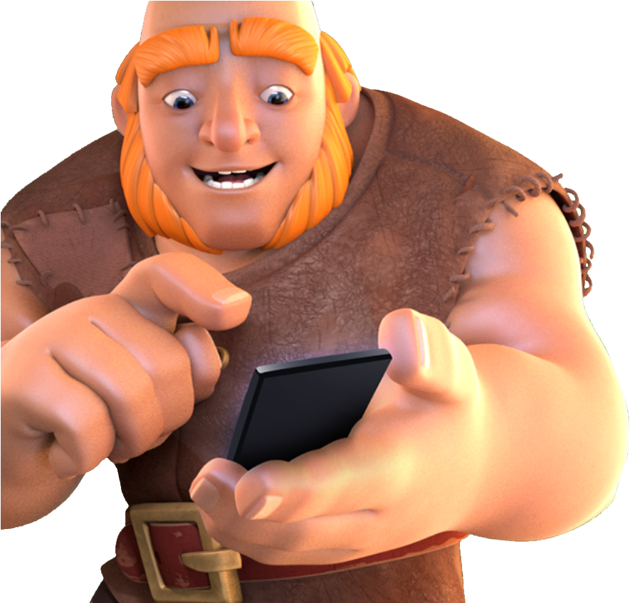 Clashof Clans Barbarianwith Phone PNG Image