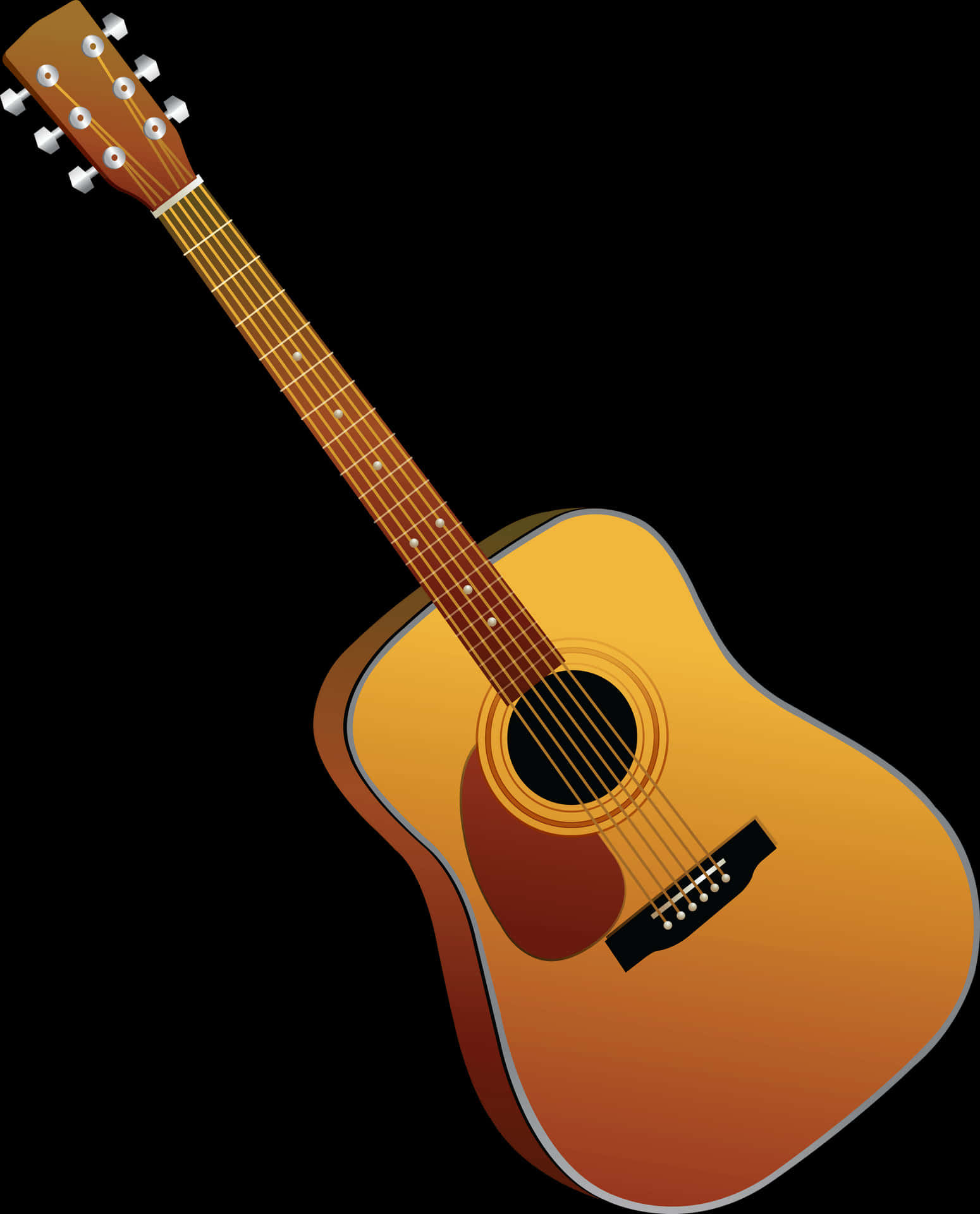 Classic Acoustic Guitar Illustration PNG Image