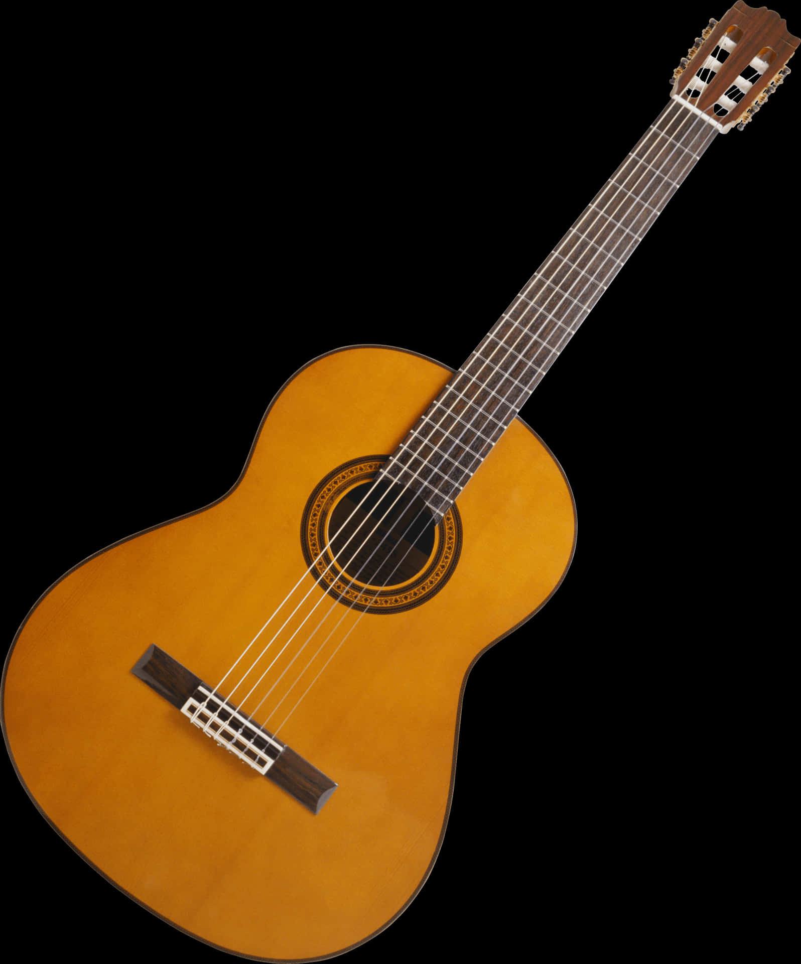 Classic Acoustic Guitar Isolatedon Black PNG Image