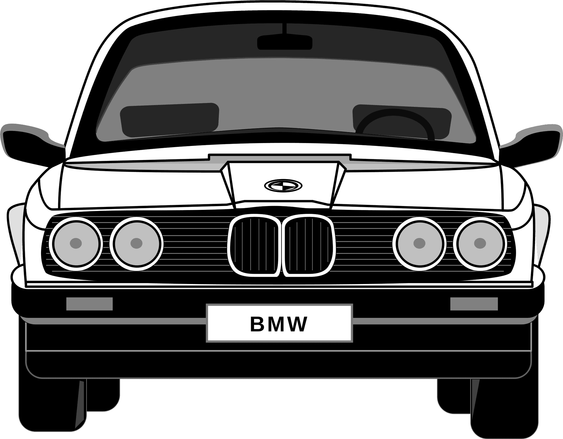 Classic B M W Front View Vector PNG Image