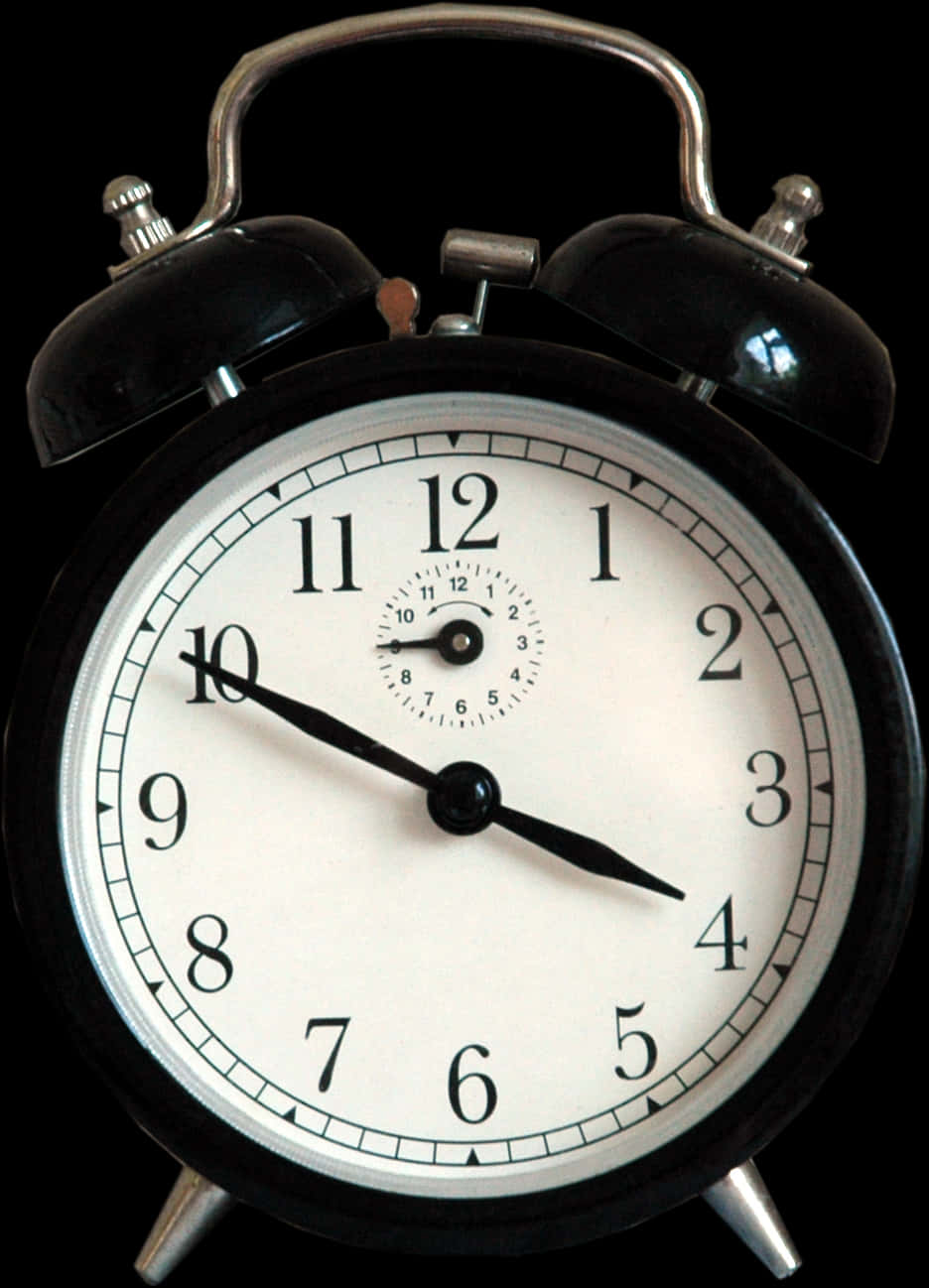 Classic Black Alarm Clock PNG Image