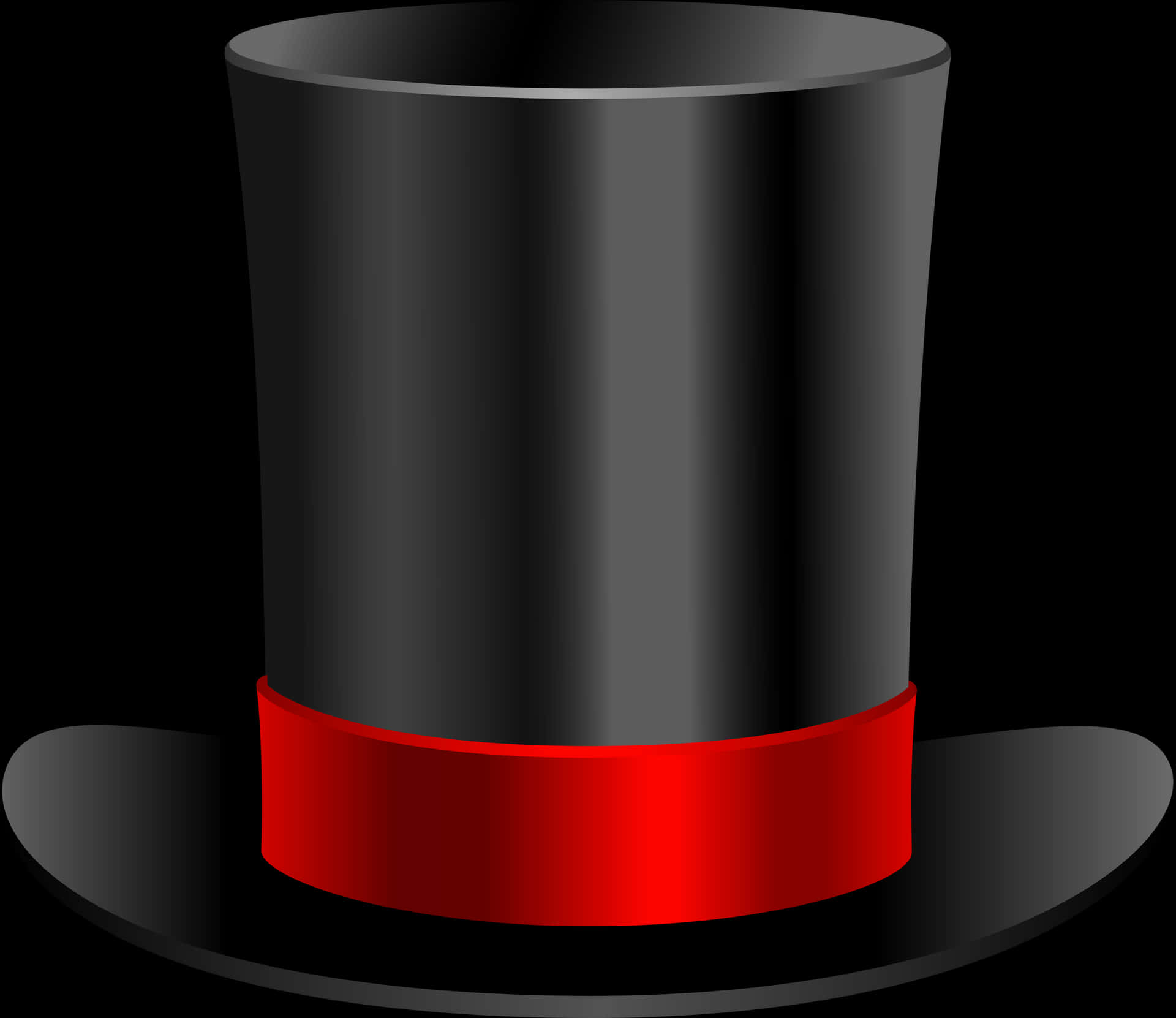 Classic Black Top Hatwith Red Band PNG Image