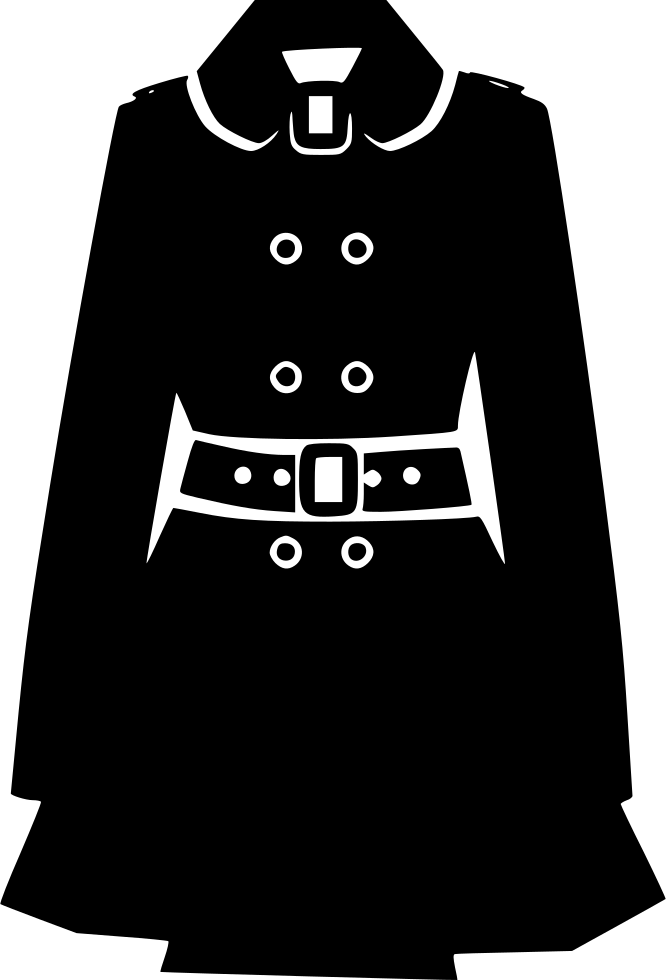 Classic Black Trench Coat Illustration PNG Image