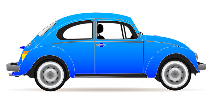 Classic Blue Volkswagen Beetle Illustration PNG Image