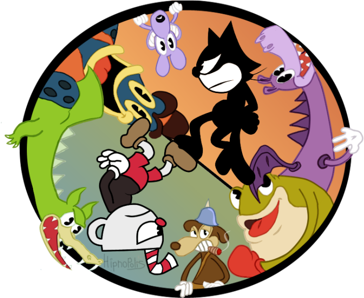 Classic Cartoon Characters Circle PNG Image