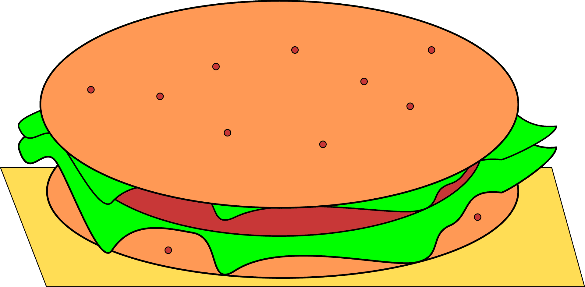 Classic Cartoon Hamburger PNG Image