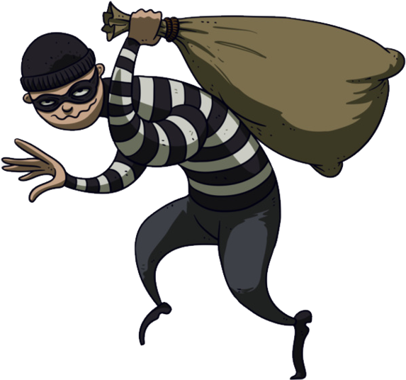 Classic Cartoon Thief Sneaking PNG Image