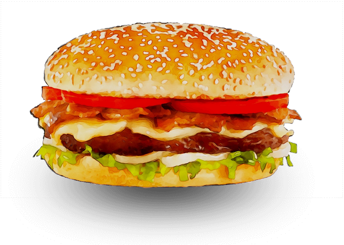 Classic Cheeseburger Illustration.png PNG Image