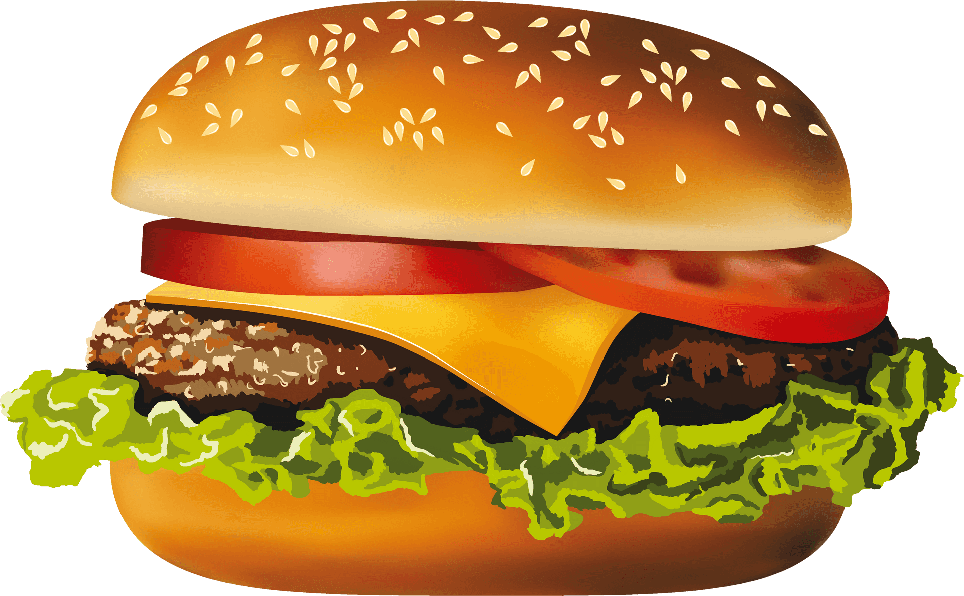 Classic Cheeseburger Illustration.png PNG Image