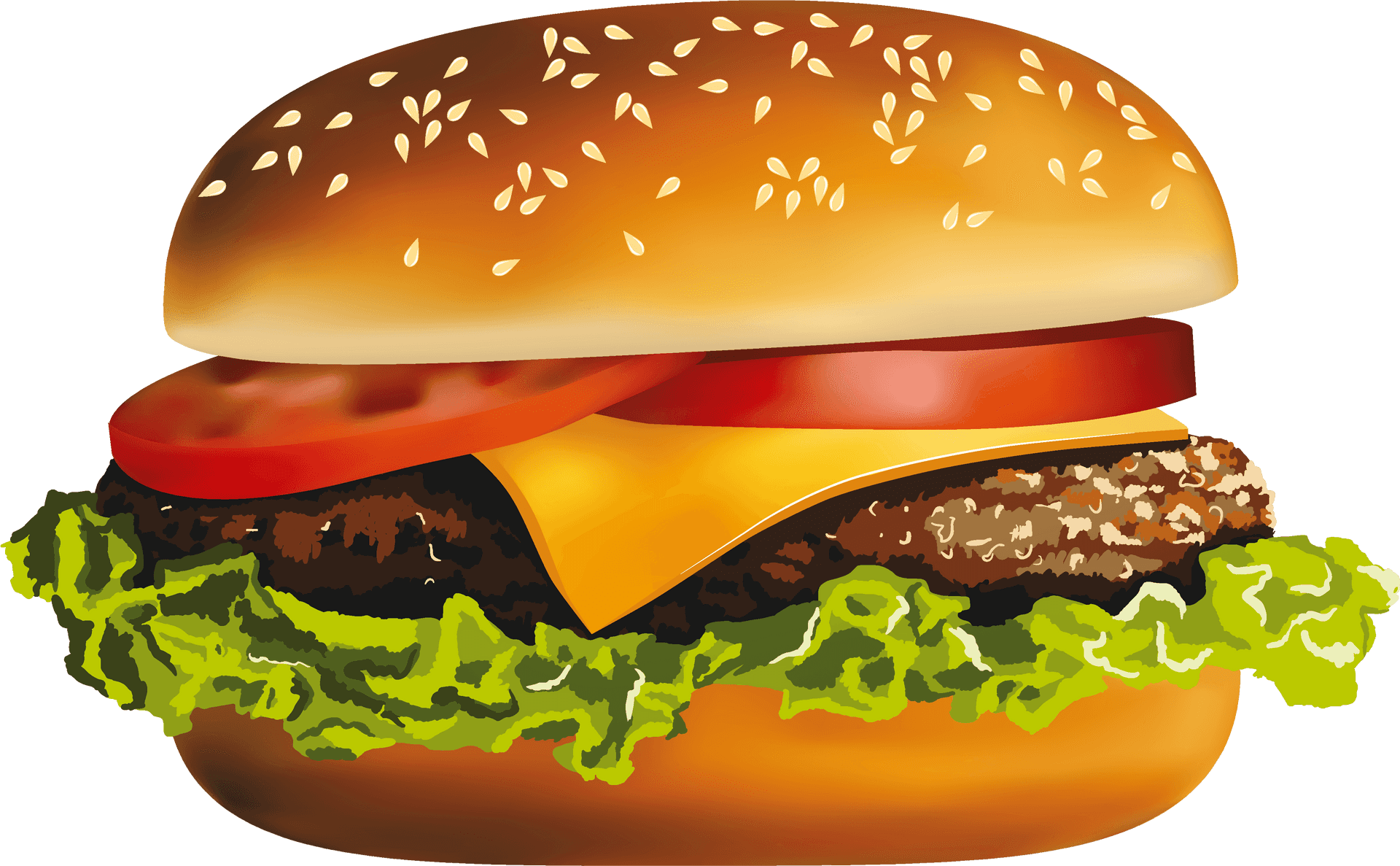 Classic Cheeseburger Illustration.png PNG Image