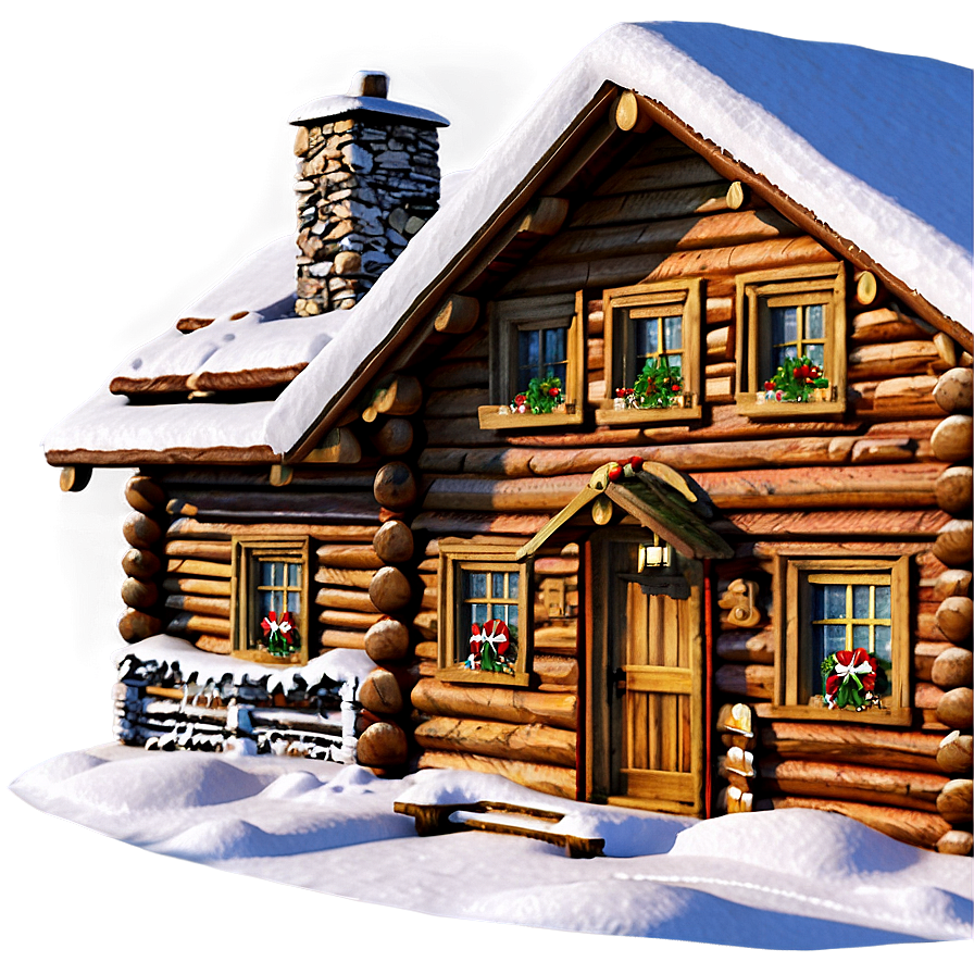 Classic Christmas Log Cabin Png 06252024 PNG Image