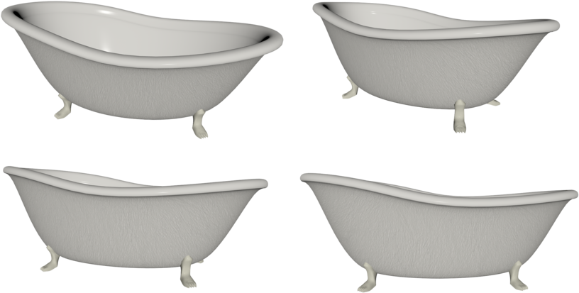 Classic Clawfoot Bathtubs Variety Angles PNG Image