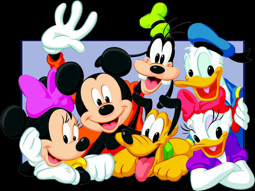 Classic Disney Characters Together PNG Image