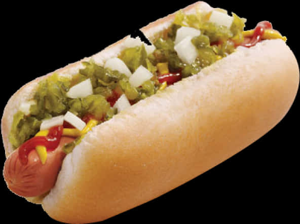 Classic Dressed Hot Dog PNG Image