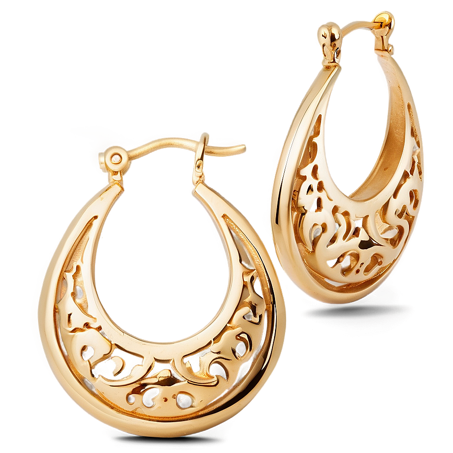 Classic Gold Hoop Earrings Png Lkm PNG Image