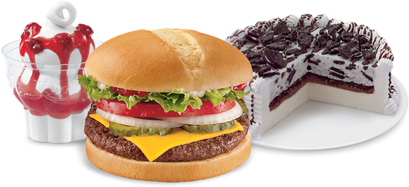 Classic Hamburgerand Desserts PNG Image