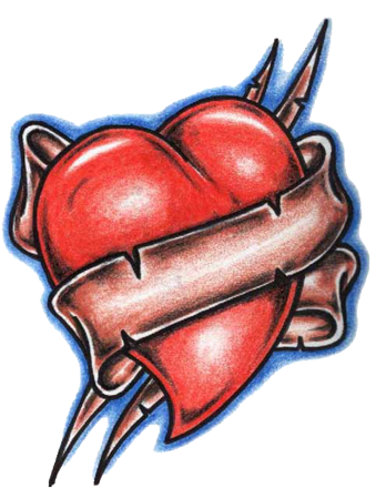 Classic Heartwith Banner Tattoo Design PNG Image