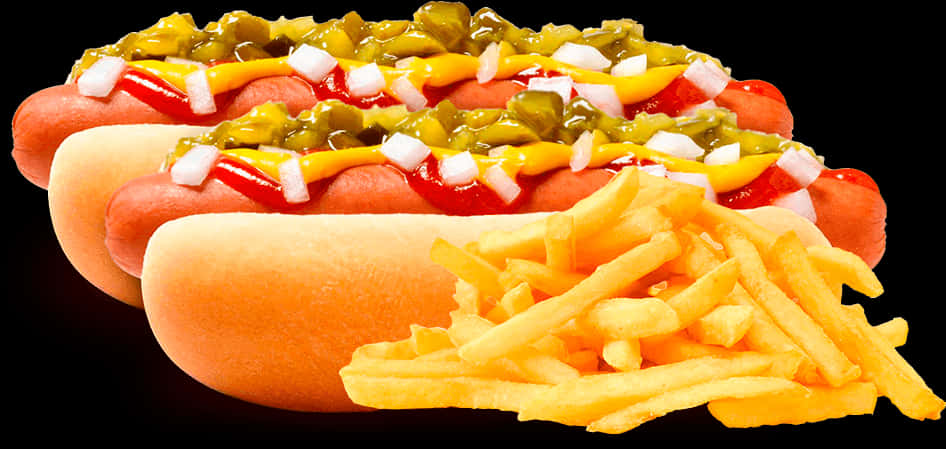 Classic Hot Dog With Fries PNG Image