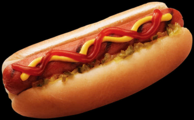 Classic Hot Dogwith Mustardand Ketchup PNG Image