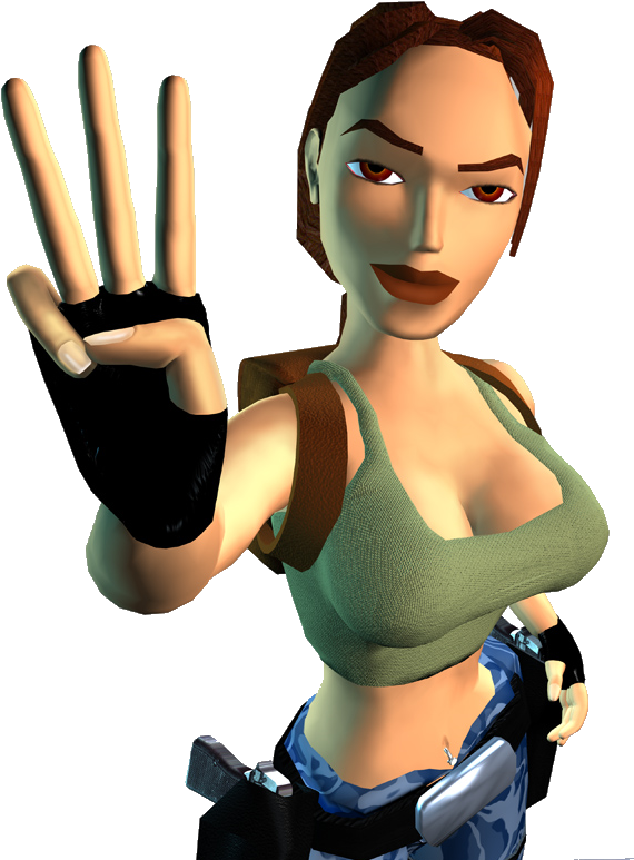 Classic Lara Croft Victory Pose PNG Image