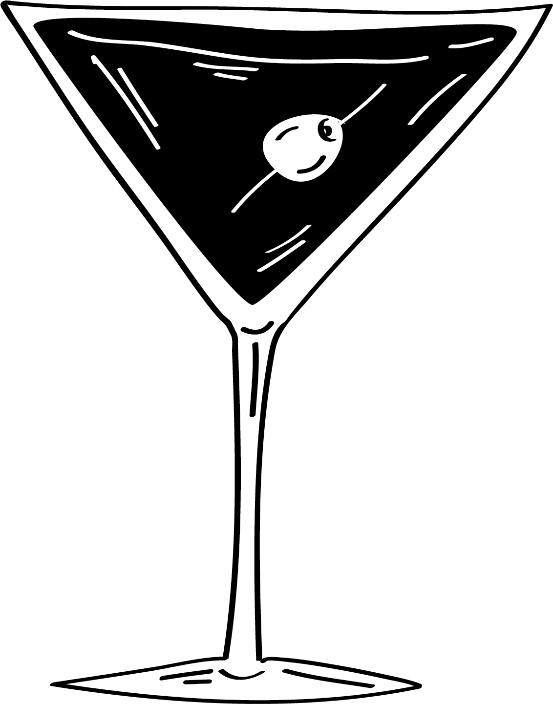 Classic Martini Glass Drawing PNG Image