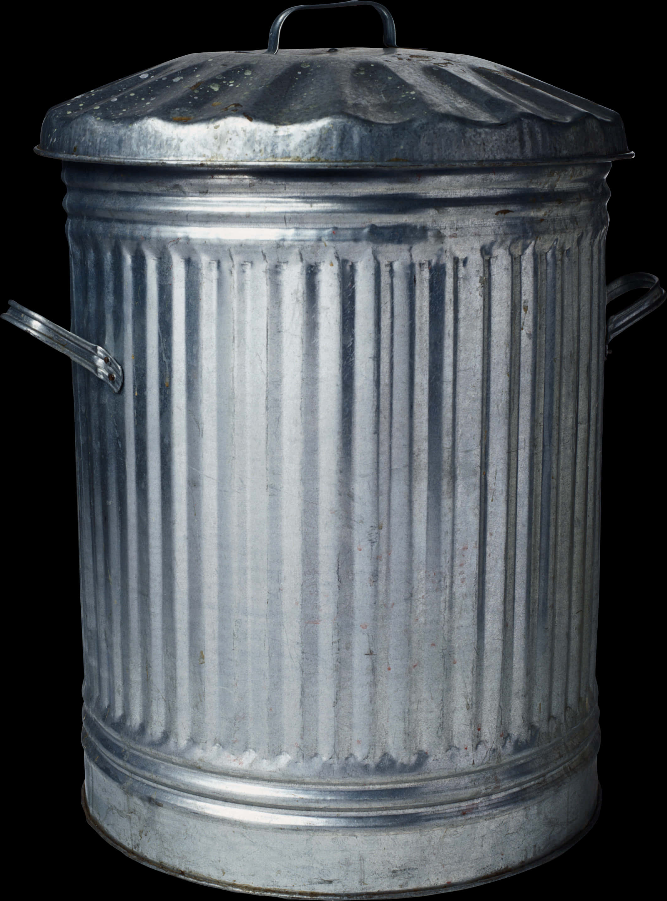 Classic Metal Trash Can PNG Image