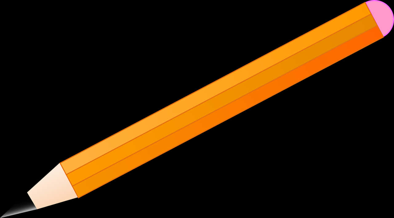 Classic Orange Pencil Black Background PNG Image