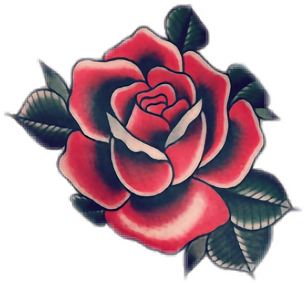 Classic Red Rose Tattoo Design PNG Image