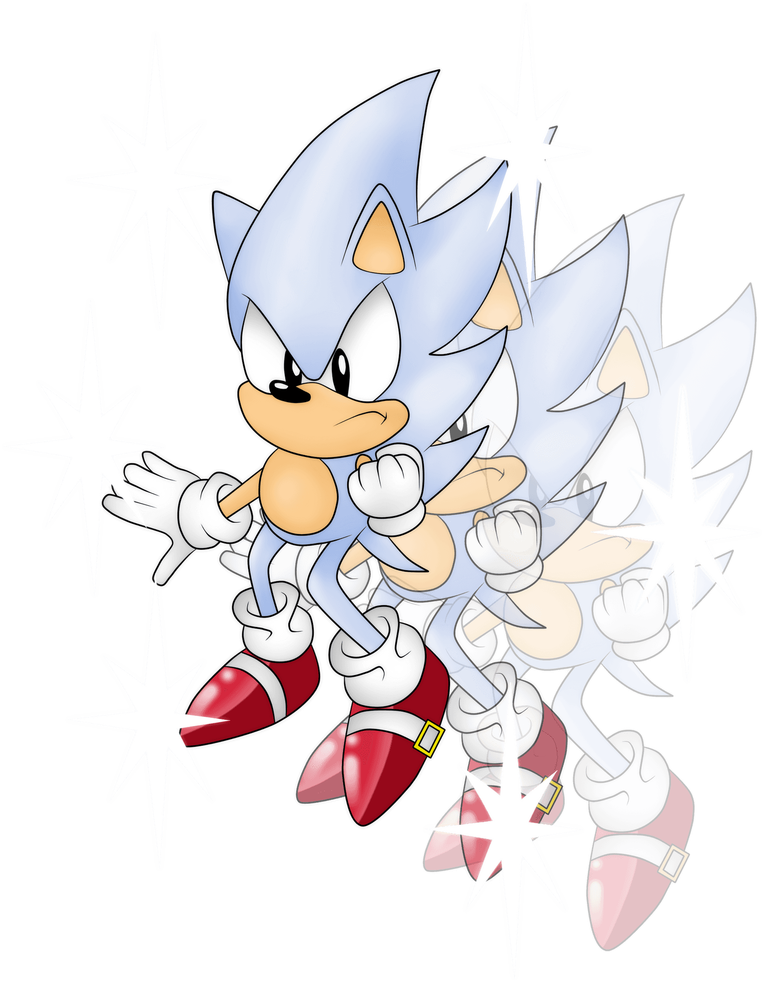 Classic Sonic Multiple Poses PNG Image